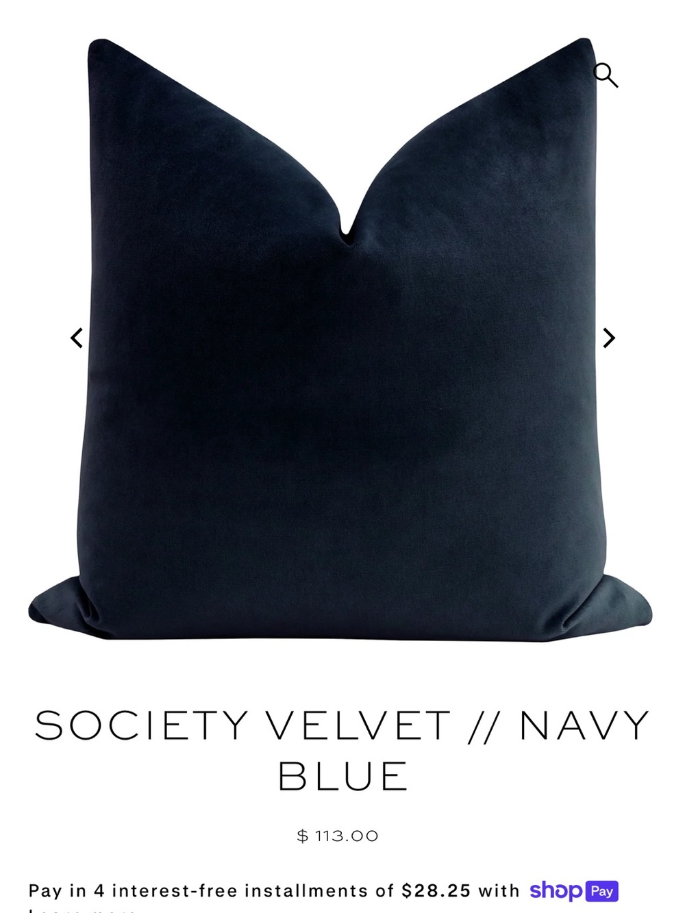 Little Design Co 26x26 Society Velvet Navy Blue Velvet Pillow cases